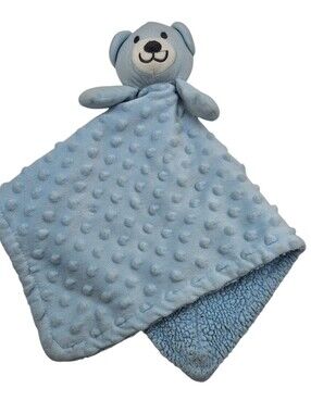 Little Beginnings Blue Teddy Bear Minky Dot Security Blanket Lovey